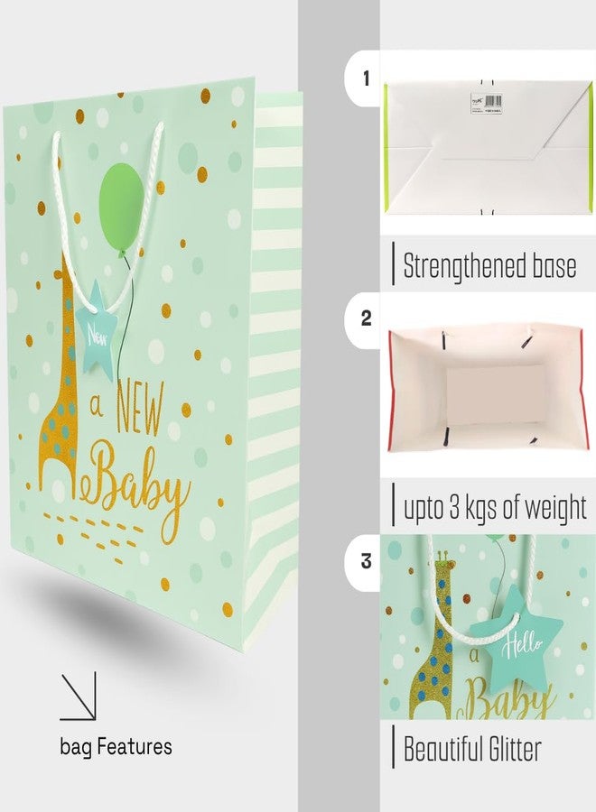 Tresneria Rainbow Theme Baby Gift Bag - Baby Shower & Birthday Celebration (Mint Green, Medium Set Of 3) - Image 5